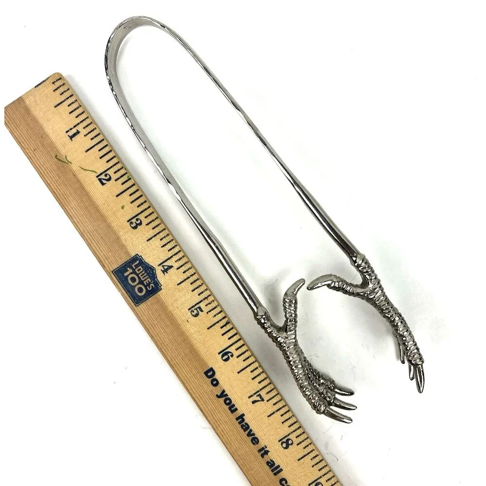 VTG Arthur Court Designs Chicken Claw Ice Tongs Silver Tone Metal Serving Tongs